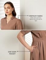 Women's 'Desk-to-Dinner' Fit & Flare Wrap Dress (Midi Length | Stylish) - Image 3