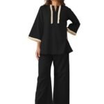 Women Stylish | Korean Summer Two Piece Outfit | Kurtis| Trendy Travel & Streetwear Look for Girls & Woman | Hangouts | Picnic | Vacation Wear | 3/4 Half Sleeve