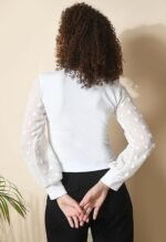 Women's V-Neck Full Sleeve Crop Top White - Image 5
