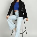 Women's Standing Collar Zipper Fleece Standard Length Jacket