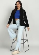 Women's Standing Collar Zipper Fleece Standard Length Jacket