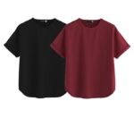 Pure 100% Cotton Oversized Loose Baggy Fit Round Neck with Drop Shoulder Half Sleeves Boyfriend T-Shirt Combo for Women & Girls (Pack of 2)