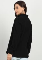 Women's Standing Collar Zipper Fleece Standard Length Jacket - Image 4