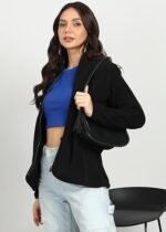 Women's Standing Collar Zipper Fleece Standard Length Jacket - Image 2