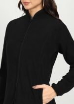Women's Standing Collar Zipper Fleece Standard Length Jacket - Image 3
