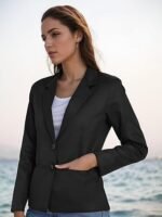 Casual Blazer for Women, Elegant Satin Coat for Office & Party Use - Image 2
