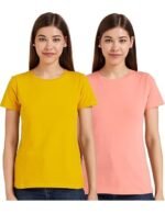 Women's Cotton Stretch Regular Fit Round Neck Half Sleeve T-Shirt (Pack of 2 | Available in Plus Size)