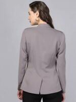 Women's Stylish Grey Formal Blazer | Comfort Fit with Stretch Fabric | Notched Lapel | Single-Breasted with Button Closure | Long Sleeves | Versatile Office & Smart Casual Wear Blazer - Image 2