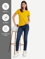 Women's Cotton Stretch Regular Fit Round Neck Half Sleeve T-Shirt (Pack of 2 | Available in Plus Size) - Image 2