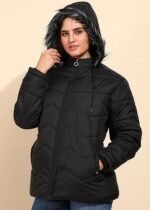 Women's Winter Jacket - Full Sleeve Nylon Puffer Coat, Stylish & Warm Outerwear for Cold Weather, Comfortable Down Alternative, Temp Rated to -10°C - Image 3