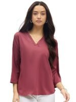 Printed Top with Contrast Tipping – Stylish Ethnic & Western Tops for Women – Summer Travel Wear, Trendy Tops for Jeans, Lightweight & Comfortable Casual Wear