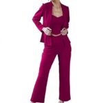 Women's Lycra Solid Three Piece Outfits Blazer Co-Ord Set Women Outdoor Wear Maxi Dress Crop top Party Dress Stylish Latest Dresses
