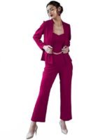 Women's Lycra Solid Three Piece Outfits Blazer Co-Ord Set Women Outdoor Wear Maxi Dress Crop top Party Dress Stylish Latest Dresses
