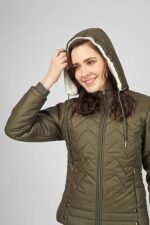 Women's Standard Length Polyester Blend Winter Jacket Warm Jacket for Girls/Jacket Stylish Solid Color Stylish Jacket Women's Quilted Jacket - Image 3