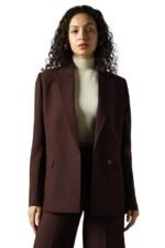 Women Solid Longline Length Oversized Notch Lapel Collar Full Sleeve Blazer