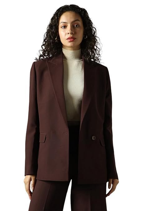 ee1-1-3.jpg Women Solid Longline Length Oversized Notch Lapel Collar Full Sleeve Blazer - Image 1