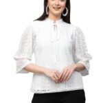 Women Summer Blue Lace Caual Top
