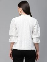 Women Summer Blue Lace Caual Top - Image 2