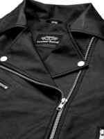 Full Sleeve Black Solid Jacket for Woman's Biker Style - Image 2