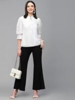 Women Summer Blue Lace Caual Top - Image 3