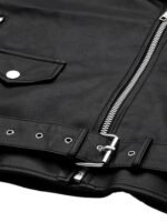 Full Sleeve Black Solid Jacket for Woman's Biker Style - Image 3