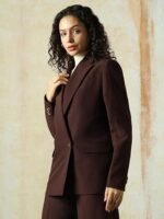 Women Solid Longline Length Oversized Notch Lapel Collar Full Sleeve Blazer - Image 4