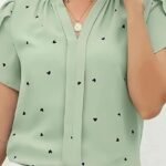 Women's Cotton Green Printed Half Sleeves Tops for Women