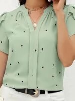 Women's Cotton Green Printed Half Sleeves Tops for Women