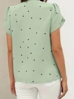 Women's Cotton Green Printed Half Sleeves Tops for Women - Image 3