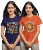 Women's Cotton Half Sleeve Regular Fit Printed Tshirts for Women/Girls Combo Pack of 2