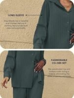 Stylish Co-ord Set for Women – Trendy Korean Summer Travel Outfit | Lightweight Two Piece Dress for Beach & Holiday Look | Casual Style | Textured | Full Sleeve - Image 3