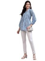 Women's Floral Printed Cotton Regular Fit Top - Image 4