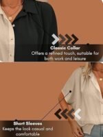 Shirts for Women – Korean Style Short Sleeve Oversized Button Down | Plus Size Workwear Top for Office & Casual Wear (Available in Plus Size) - Image 4