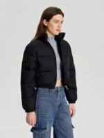 Women Nylon Full Sleeve Solid Standard Length Puffer Jacket - Image 5