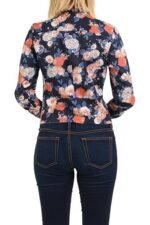 Womens Floral Casual Lightweight 3/4 Sleeve Fitted Open Blazer - Image 2