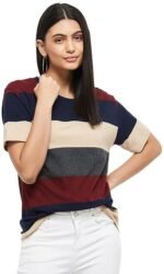 Women's Cotton Regular Fit Striped Round Neck T-Shirt