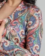 Chic Blazer for Women | Versatile Polyester Jacket Everyday to Special Occasions | All-Season Poly Rayon Jacket in Pink and Blue with Notched Collar, Full Sleeves, Regular Fit - Image 4