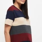 Women's Cotton Regular Fit Striped Round Neck T-Shirt - Image 3