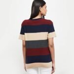 Women's Cotton Regular Fit Striped Round Neck T-Shirt - Image 2