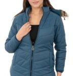 Women's Hooded Collar Jacket Full Sleeve Winter Wear Solid Quilted Neck Jacket for Women Girls