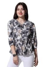 Women's Polyester Blend Sugarcan Printed Tops|Casual Tops