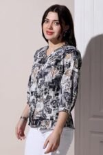 Women's Polyester Blend Sugarcan Printed Tops|Casual Tops - Image 4