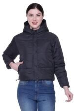 Hooded Crop Jacket for Women in Full Zipper || Stylish Jacket for Women Winter Wear with Hood ||