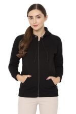 Women's Synthetic Hooded Neck Sweatshirt | Long Seelves Regular Fit Zipper