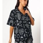 Women Rayon Printed Stylish Co-Ord Set Trendy Korean Summer Travel Outfit | Pajama Set For Beach & Holiday Look