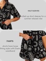Women Rayon Printed Stylish Co-Ord Set Trendy Korean Summer Travel Outfit | Pajama Set For Beach & Holiday Look - Image 3