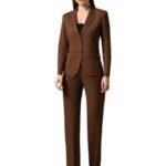 Long Sleeve Solid Color Blazer with Trouser for Women | Lapel Collar Suit Set