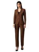 Long Sleeve Solid Color Blazer with Trouser for Women | Lapel Collar Suit Set