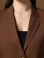 Long Sleeve Solid Color Blazer with Trouser for Women | Lapel Collar Suit Set - Image 3