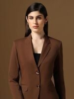 Long Sleeve Solid Color Blazer with Trouser for Women | Lapel Collar Suit Set - Image 2